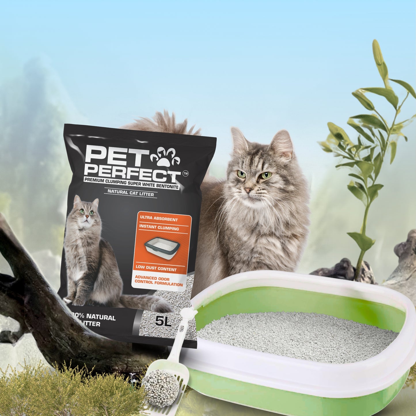 Pet Perfect Premium Granuler Bentonite Cat Litter Unscented-5L