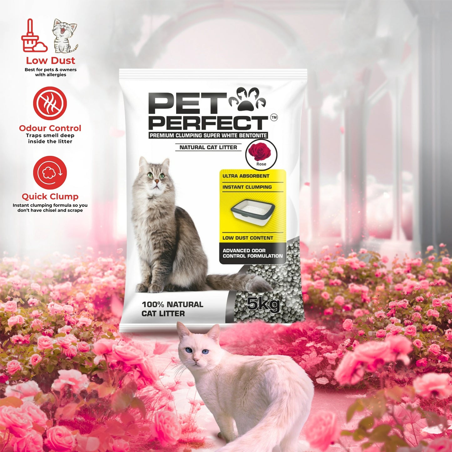 Pet Perfect Round Bentonite Rose Cat Litter 5 KG