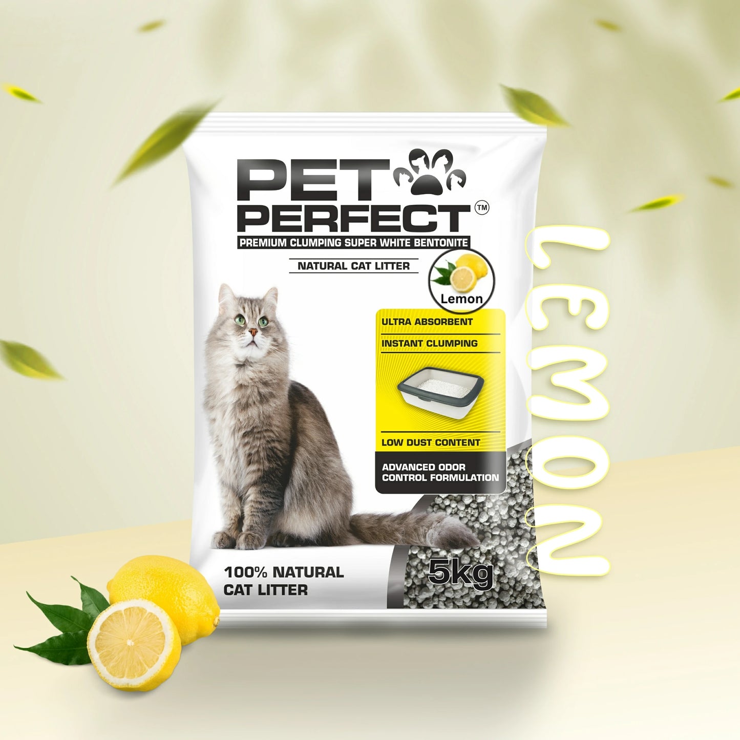 Pet Perfect Round Bentonite Lemon Cat Litter 5 KG