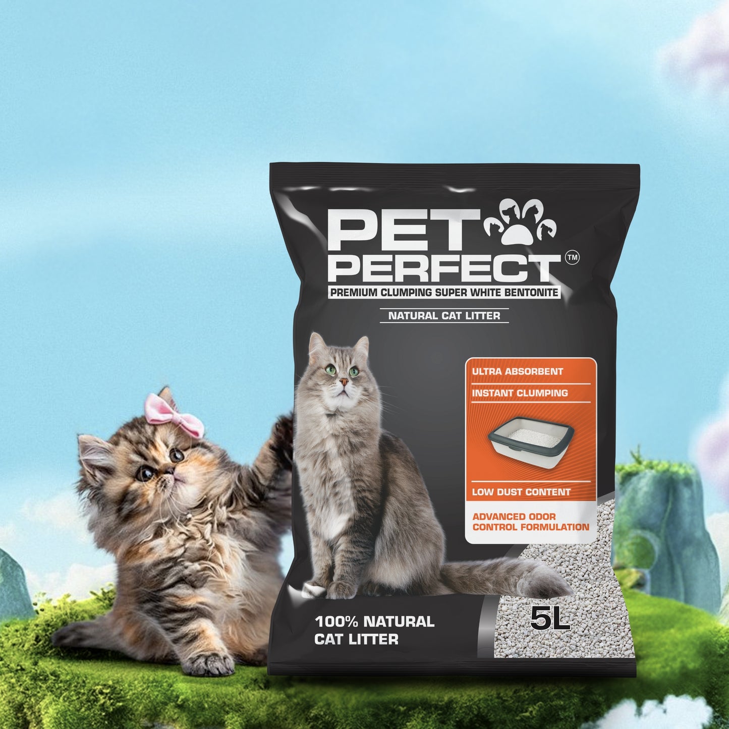Pet Perfect Premium Granuler Bentonite Cat Litter Unscented-5L