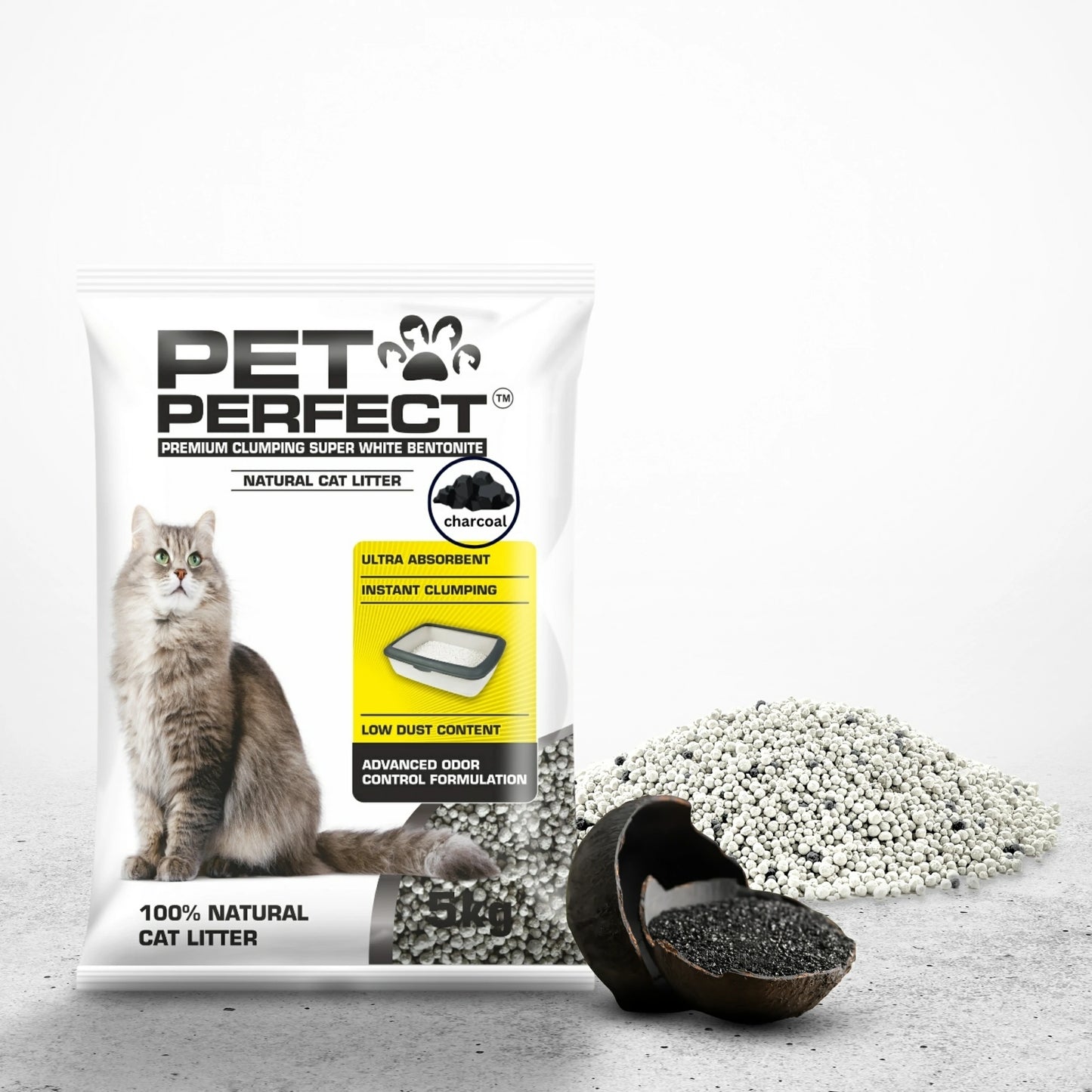 Pet Perfect Premium Granuler Bentonite Cat Litter Activated carbon-5L