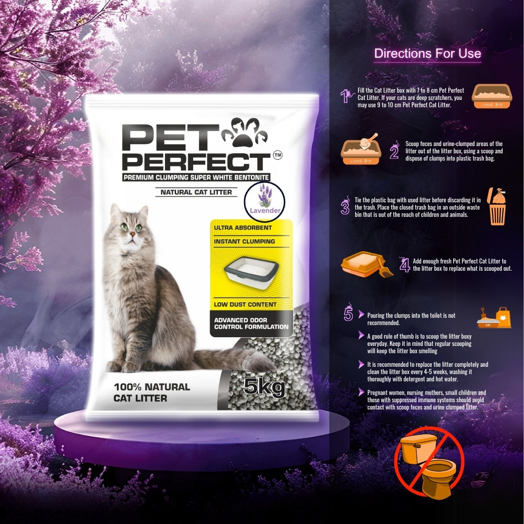 Pet Perfect Lavender Round Cat Litter 5Kg