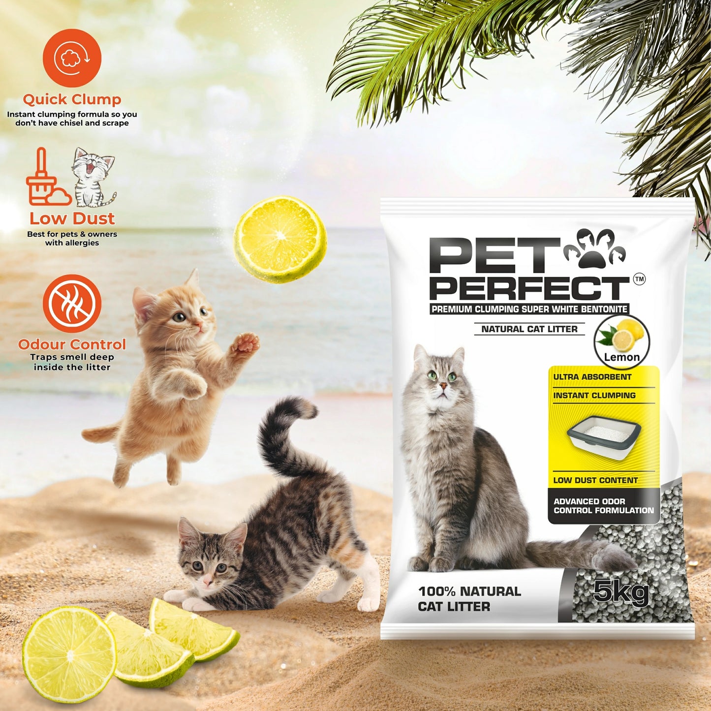 Pet Perfect Round Bentonite Lemon Cat Litter 5 KG