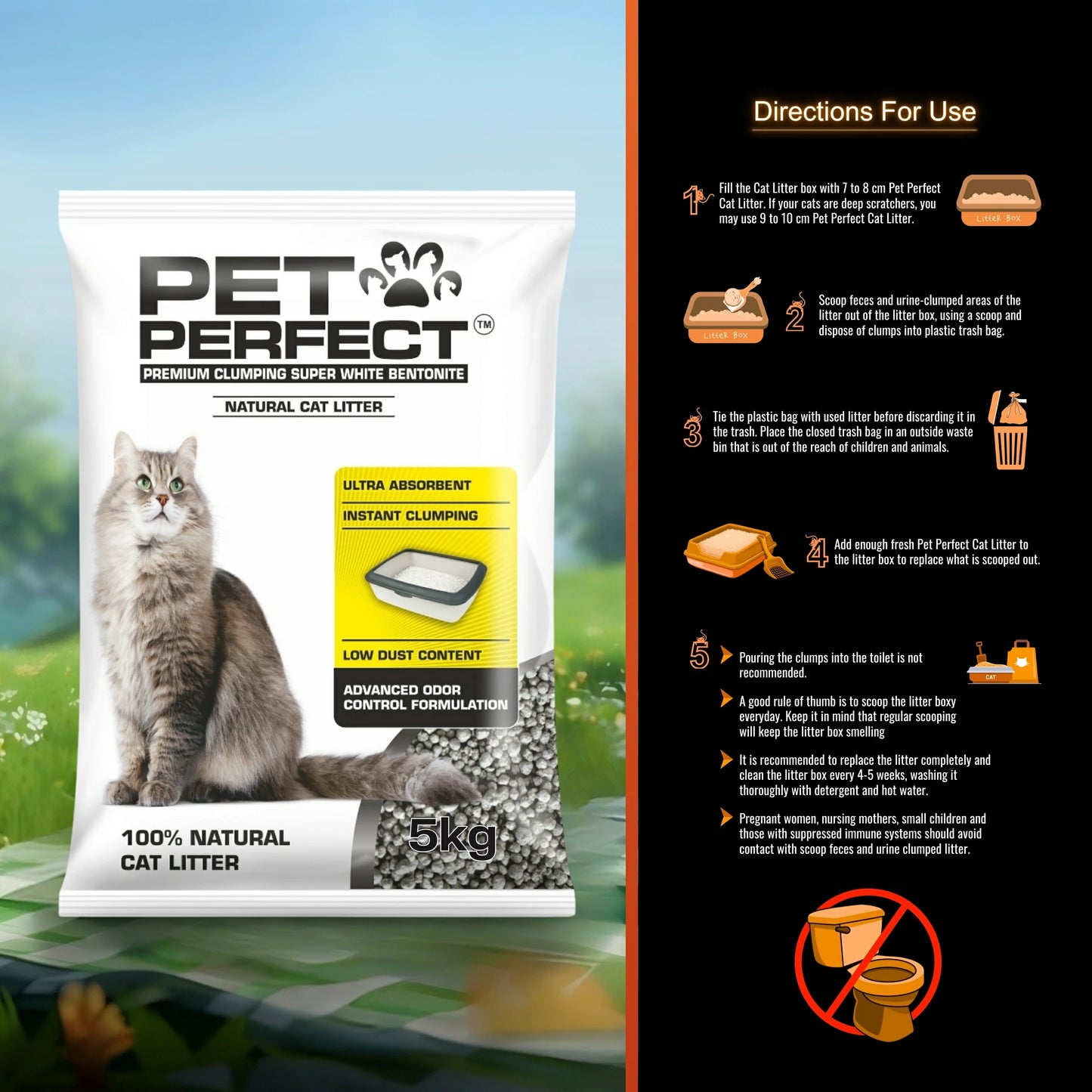 Pet Perfect Round Bentonite Unscented Cat Litter 5 KG