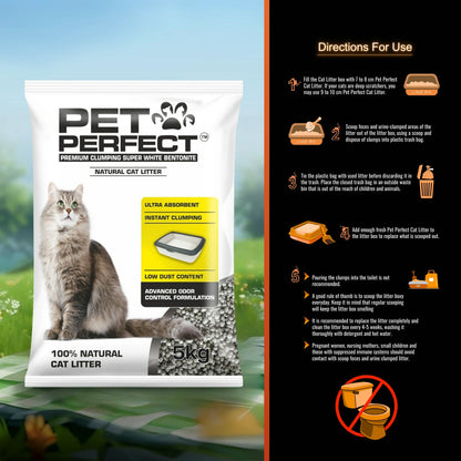 Pet Perfect Round Bentonite Unscented Cat Litter 5 KG