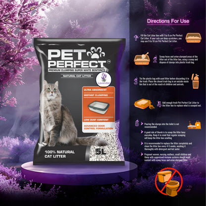 Pet Perfect Premium Granuler Bentonite Cat Litter Levender-5L