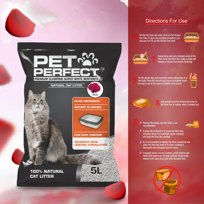 Pet Perfect Premium Granuler Bentonite Cat Litter Rose-5L