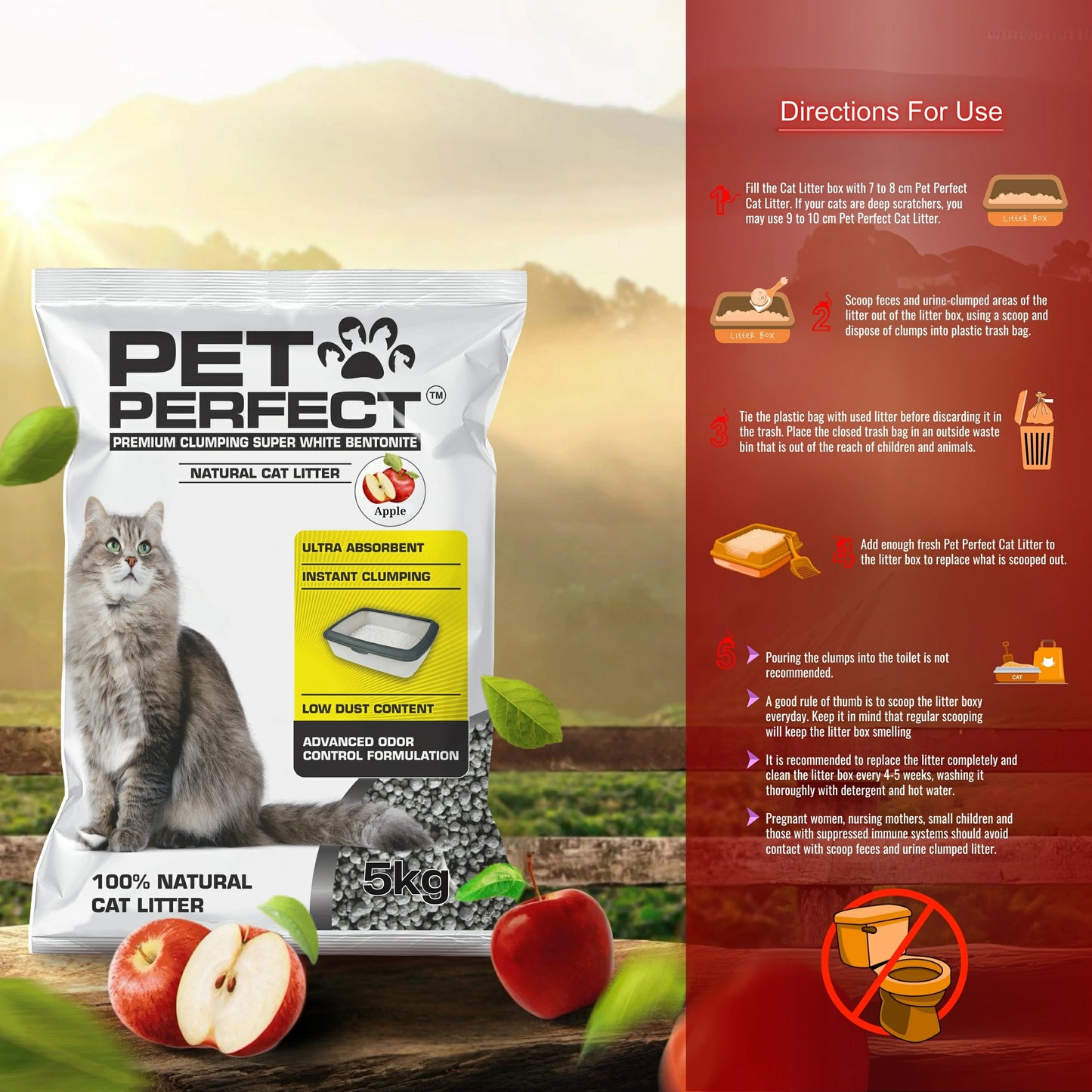 Pet Perfect Round Bentonite Apple Cat Litter 5 KG