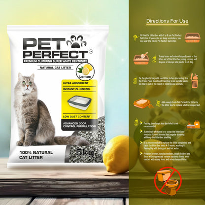 Pet Perfect Round Bentonite Lemon Cat Litter 5 KG