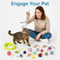 Pet Perfect 16 Pcs Cat Toy Set | Interactive Cat Play Kit with Bell Balls, Plush Mice, Teasing Wand, Knitted Balls & More | Indoor Kitten Toy for Active Play and Exercise